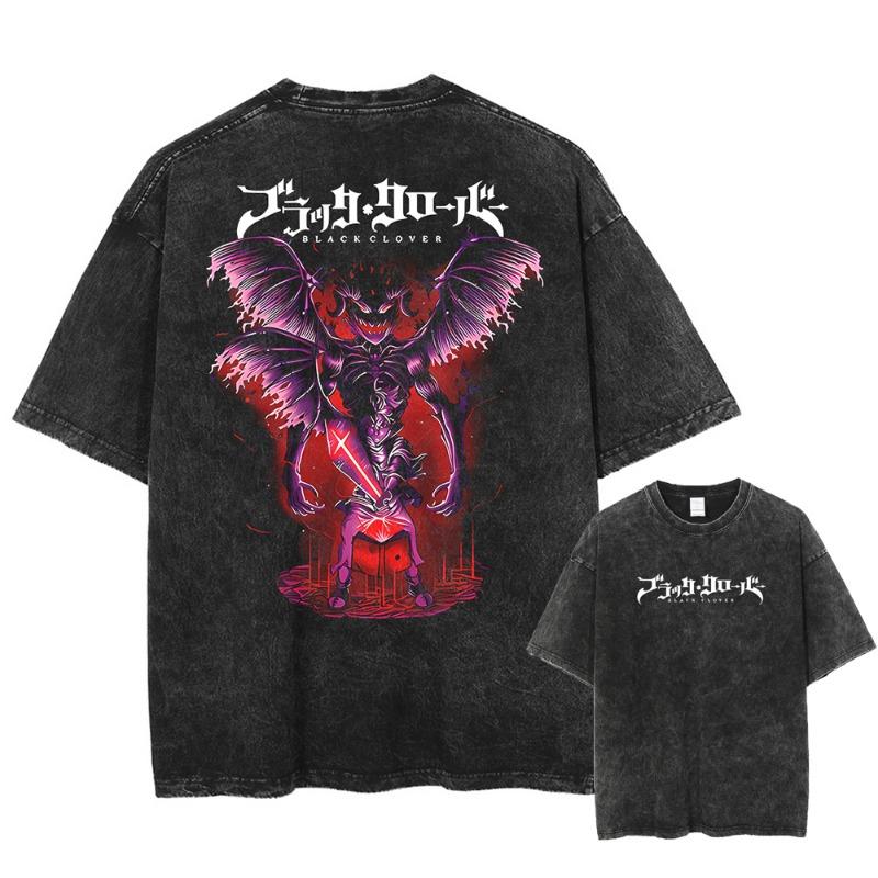Herren Damen Black Clover T-Shirt Asta Manga T-Shirt Gewaschene Baumwolle T-Shirt Kleidung Sommer Kurzarm Übergroße T-Shirts Streetwear