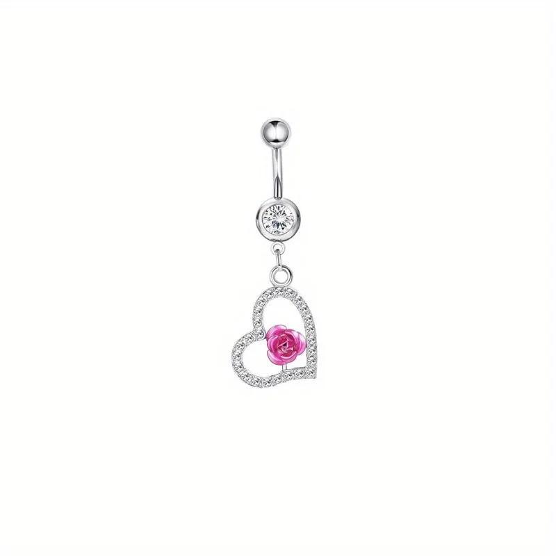 Bobisty 1Pc Stainless Steel Surgical Dangle Belly Button Rings for Women Curved Navel Barbell Body Piercing Fashion Jewelry