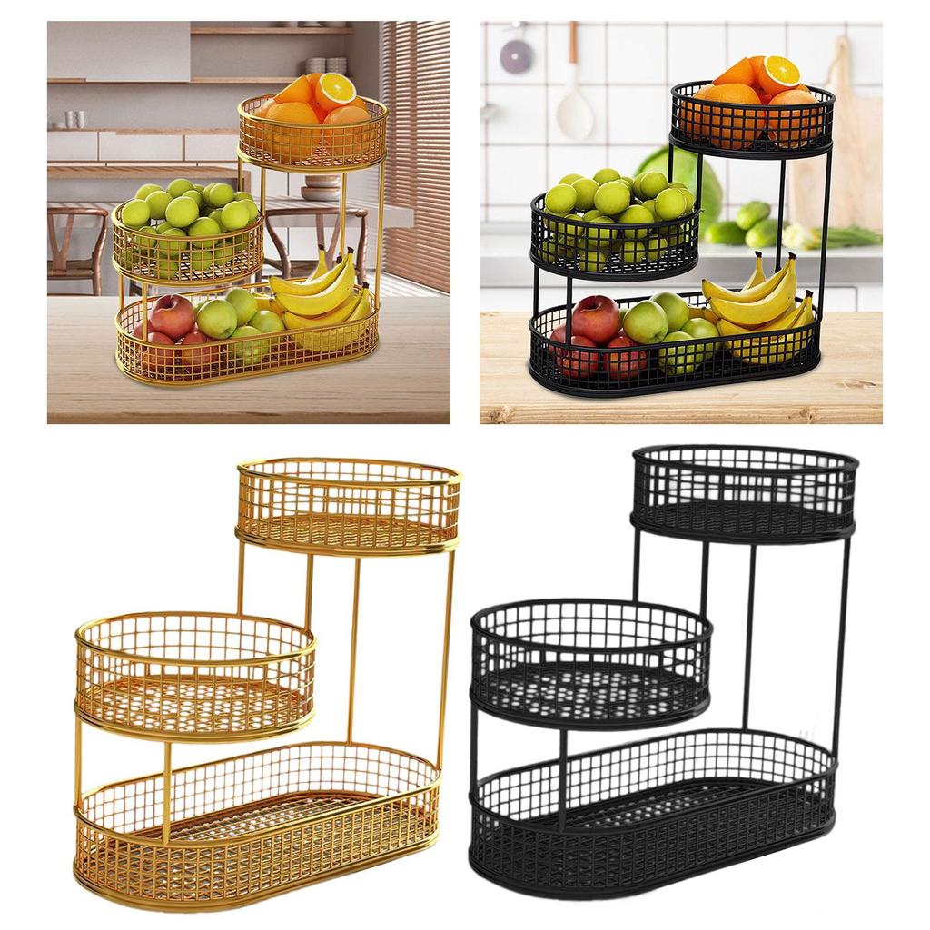 Three Tiered Wire Basket Stand Multipurpose Countertop Vegetable Bowl Fruit Bowl Holder for Vegetable Veggie Fruit Potato Table