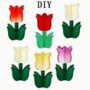 6/10/12Pcs DIY Tulip Unfinished Wooden Slices Flowers Ornaments for Painting