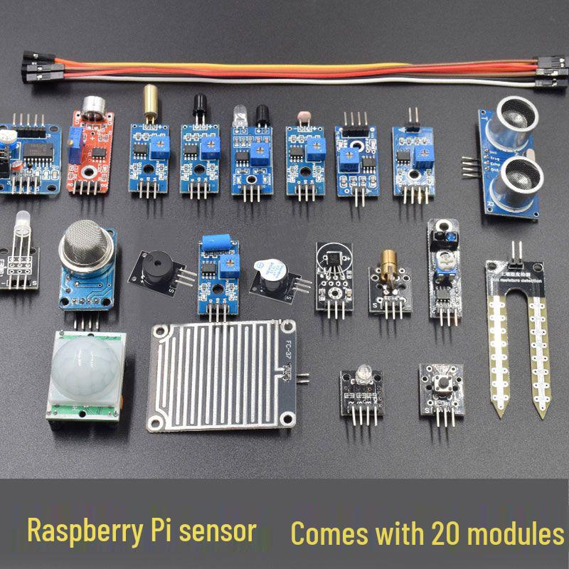 Raspberry Pi Sensor Kit for 3rd & 4th Gen with 20 Modules and Python Graphical Programming