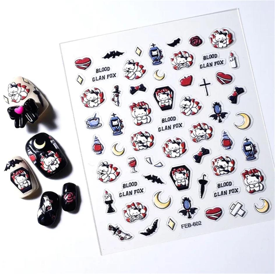 1pcs New 5D Bronzing Punk Moon Nail Art Charms Gothic Star Adhesive Slider Press on Nail Decoration Decals Accessories DIY