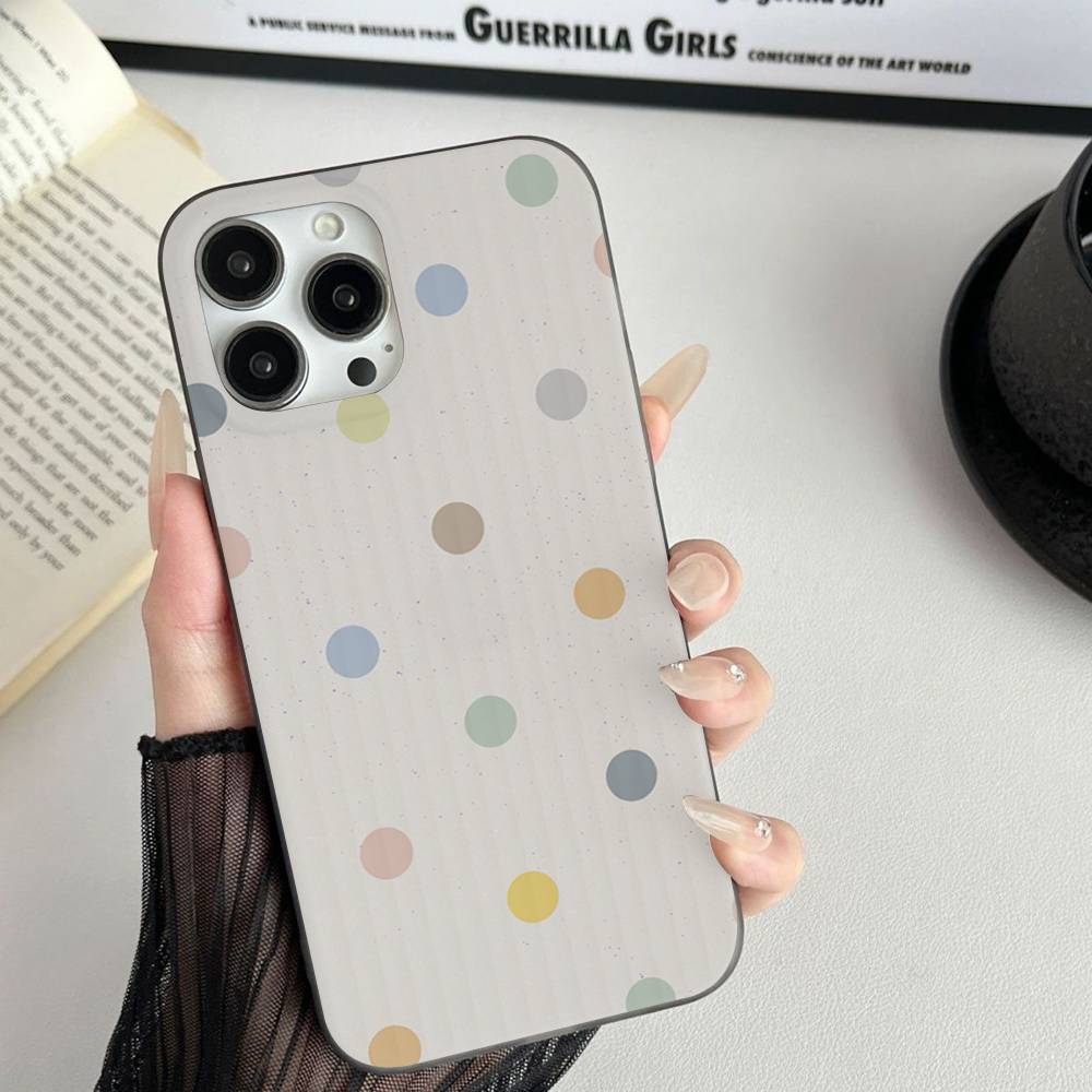 Simple Black White Polka Dot Corrugated Pattern For iPhone 17 16 15 14 13 12 11 16 Pro Max Plus Pro Non-slip Phone Cover