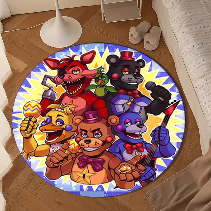 Fnaf Character Collage Round Rug for Livingroom,Bedroom, Palyroom, Chair Rug, Area rug, Circle Carpet, Large Size Fan Christmas gift