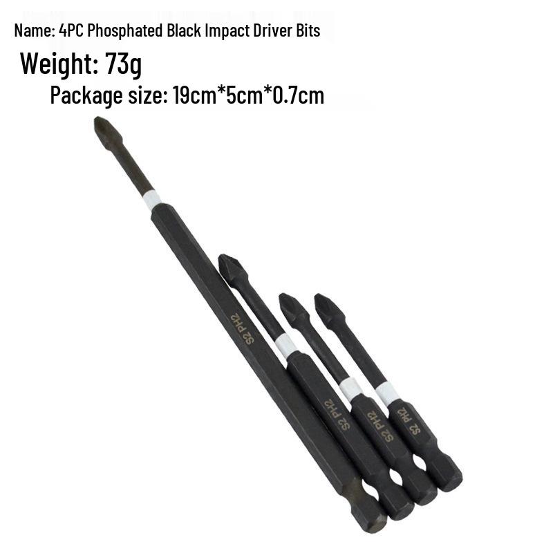 Hex Shank PH2 Phillips Screwdriver Bit, S2 Alloy Steel, Phosphated, for Electric Screwdriver Impact Driver.