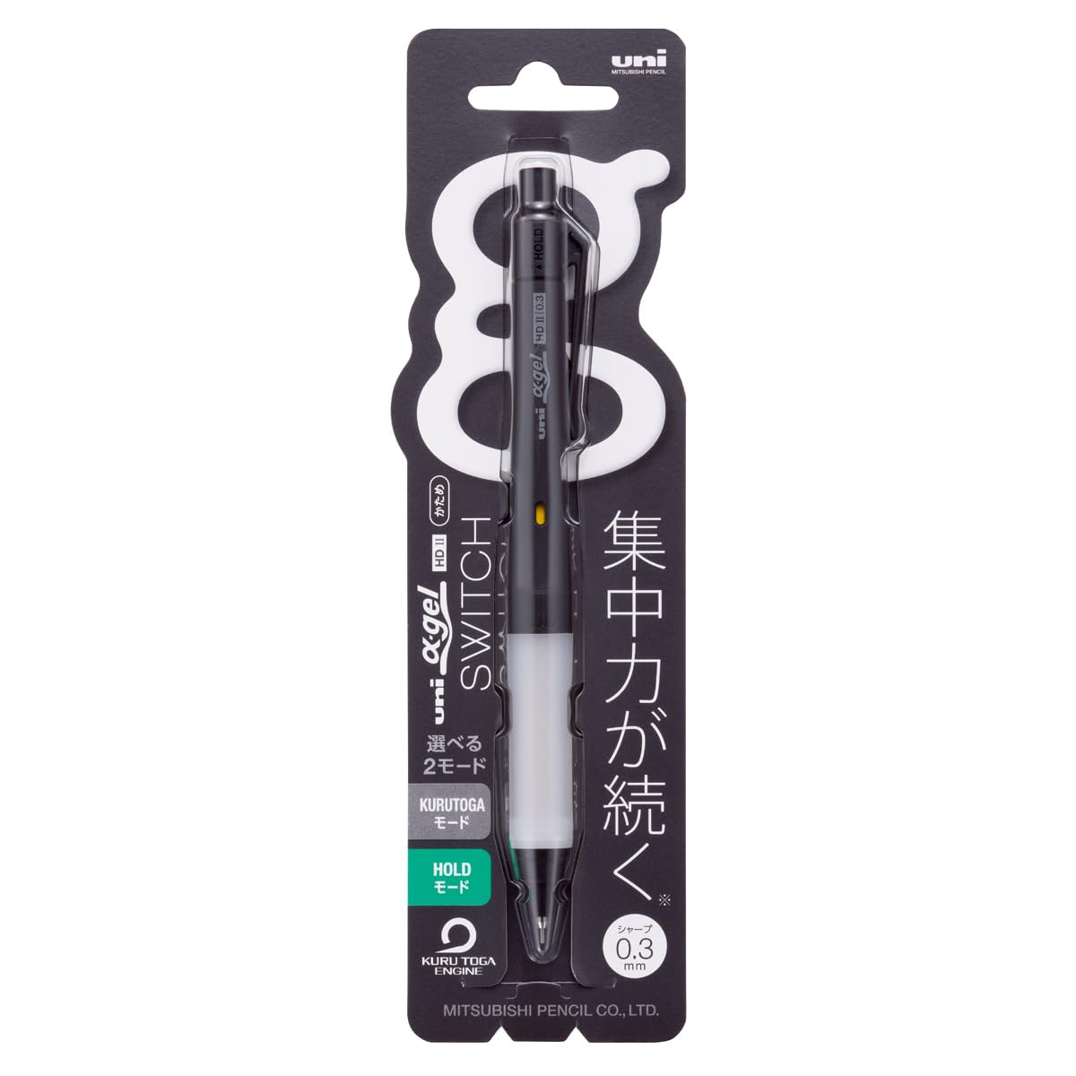 Mitsubishi Pencil Alpha Gel Switch Mechanical Pencil Black 0.3mm M31009GG1P.24 чёрный