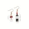 Creative Cute Simulation Mini Red Wine Bottle Highball Glass Asymmetry Dangle Earrings for Women Personality Jewelry Accessory