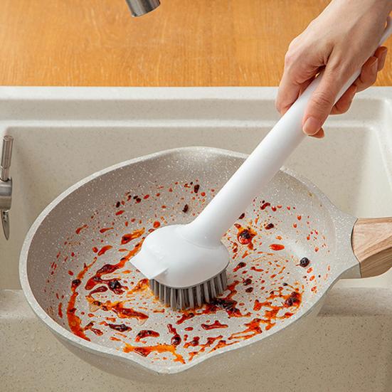 Pot Brush Oil-Free Bristles 360-degree Rotating Head Cleaning Brush with Extended Handle