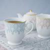 NARUMI Pair of Mugs, Aurora Design, 290cc, Lace Pattern, Blue and Pink, Cute and Stylish, Gift, Microwave Safe, Gift Boxed, 97104-21475