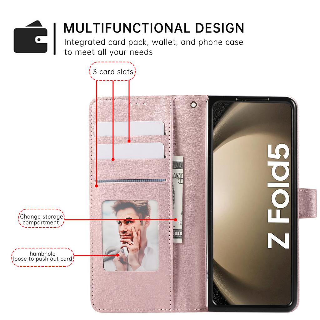 For Samsung Galaxy Z Fold7 5G Case 3D Rhombus Grid Imprinted Wallet Leather Phone Cover with Lanyard