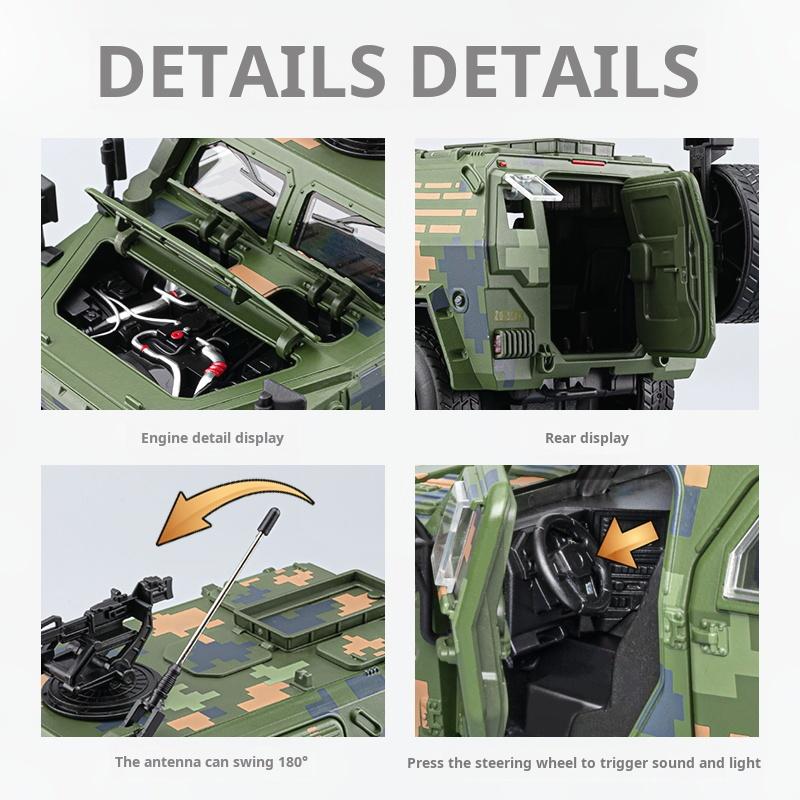 1:20 Dongfeng Mengshi gepanzertes Fahrzeug Simulation Legierung Auto Modell Lenkung Stoßdämpfung Bewaffnetes Geländefahrzeug Licht & Ton