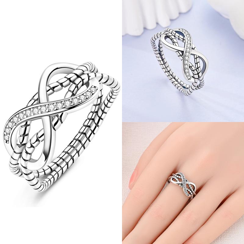 925 Silver Heart Shaped Infinite Minimalist Rings Hollow Celtic Knot Rings For Women Elegant Engagement Wedding Jewelry