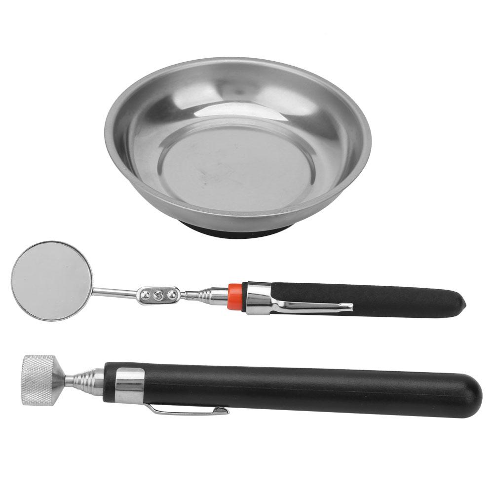

3pcs Magnetic Tool Set Screw Tray Telescopic Pickup Tool Inspection Mirror