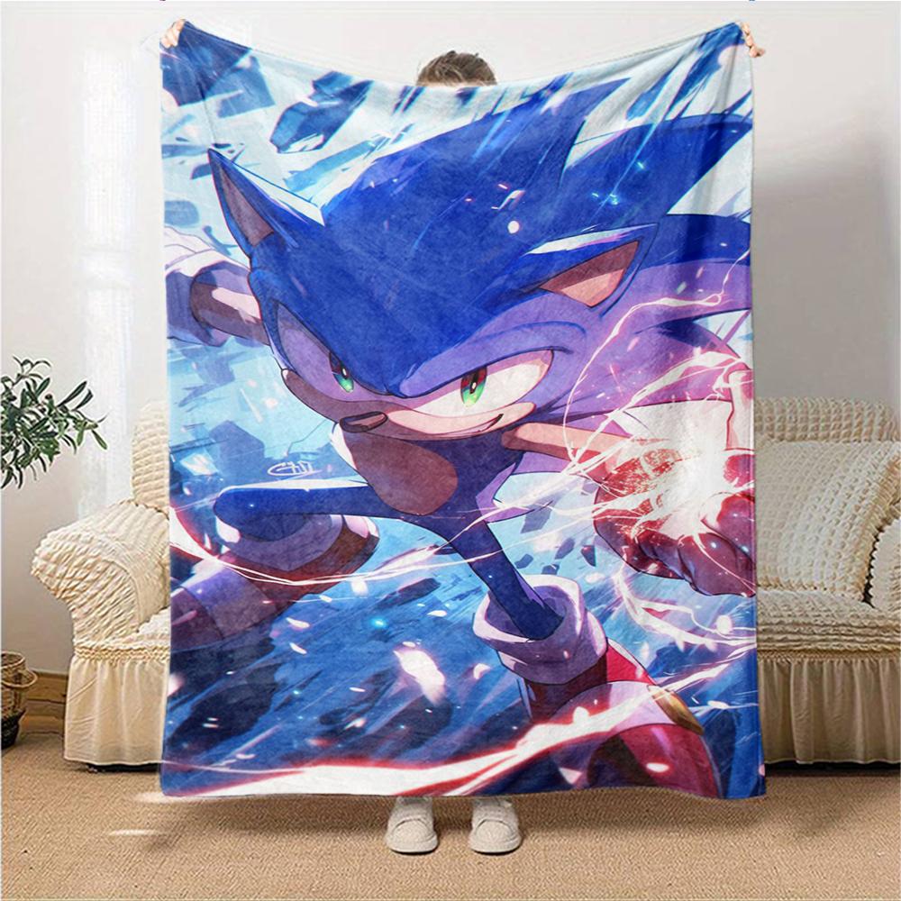 1Pc Sonic Adventure Team Sonic Blanket For Couch Bed Plush Cozy Fuzzy Blanket Super Soft Warm Blankets For Fall And Winter 0918237