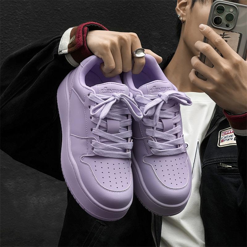 Rainbow color board shoes new breathable platform bread shoes heightening couple shoes sports casual shoes