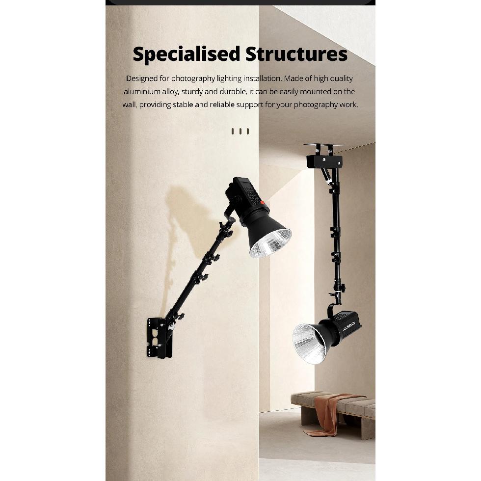 Ambitful 110cm Photography Heavy Ring Light Wall Mount Ceiling Triangle Boom Arm Studio Strobe Lights,Softbox Support Stand