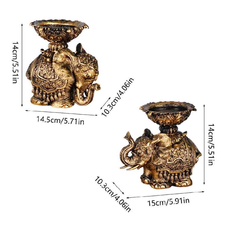 2 Pezzi Portacandele Elefante della Fortuna Statuetta Animali in Resina Portacandele Piccoli