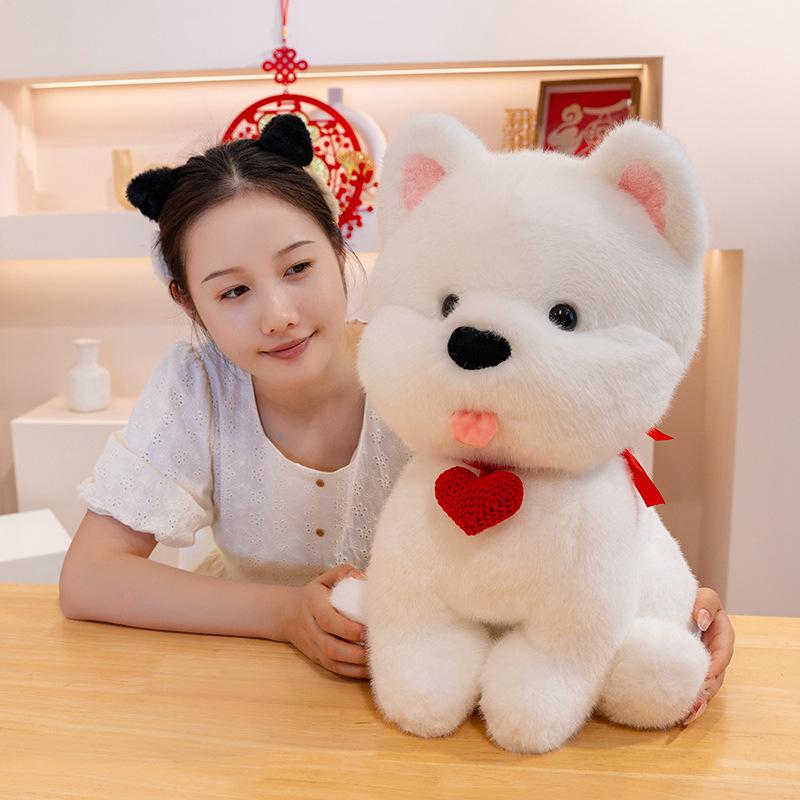 West Highland Terrier Puppy Tongue Out Plush Toy Doll Figurine