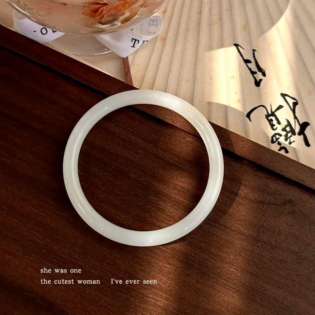 12mm White Moonlight Round Bar Thick Bracelet - New Chinese Style Cheongsam Accessory, Noble Concubine National Style.