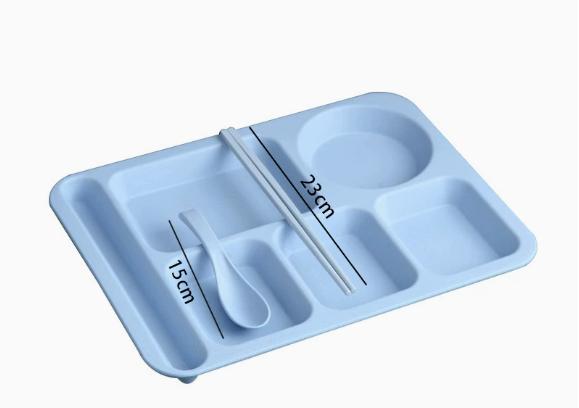 Dinner Plate Straw Lunch Snacks Dish Spoon Chopsticks Set