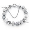 White Round Beaded Bracelet with Pandora DIY Drip Oil Large Hole Bead