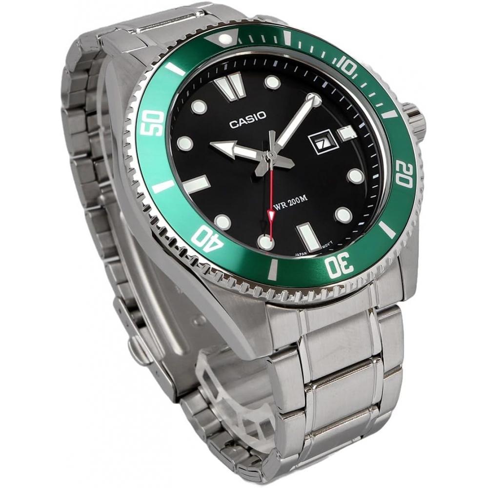 Casio Standard Analog Sports 20 Bar Waterproof Watch Mdv 107d 3av Green Bezel  