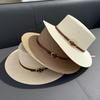 Flat Top Straw Hat Women's Summer Seaside Beach Sunshade Sunscreen Hat Straw Top Hat