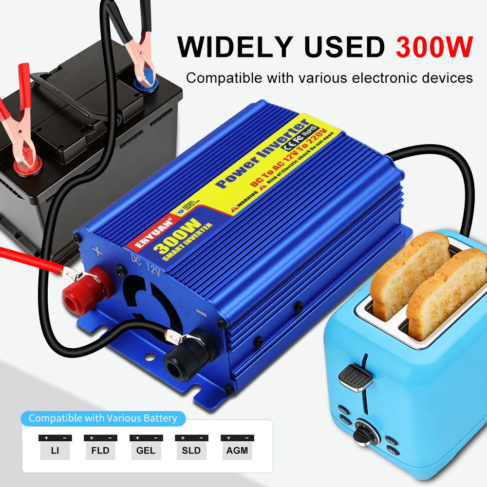 300W Multifunctional DC 12V To AC 220V Auto Power Supply Inverter Car Power Inverter Battery Converter Multi-scenario Use
