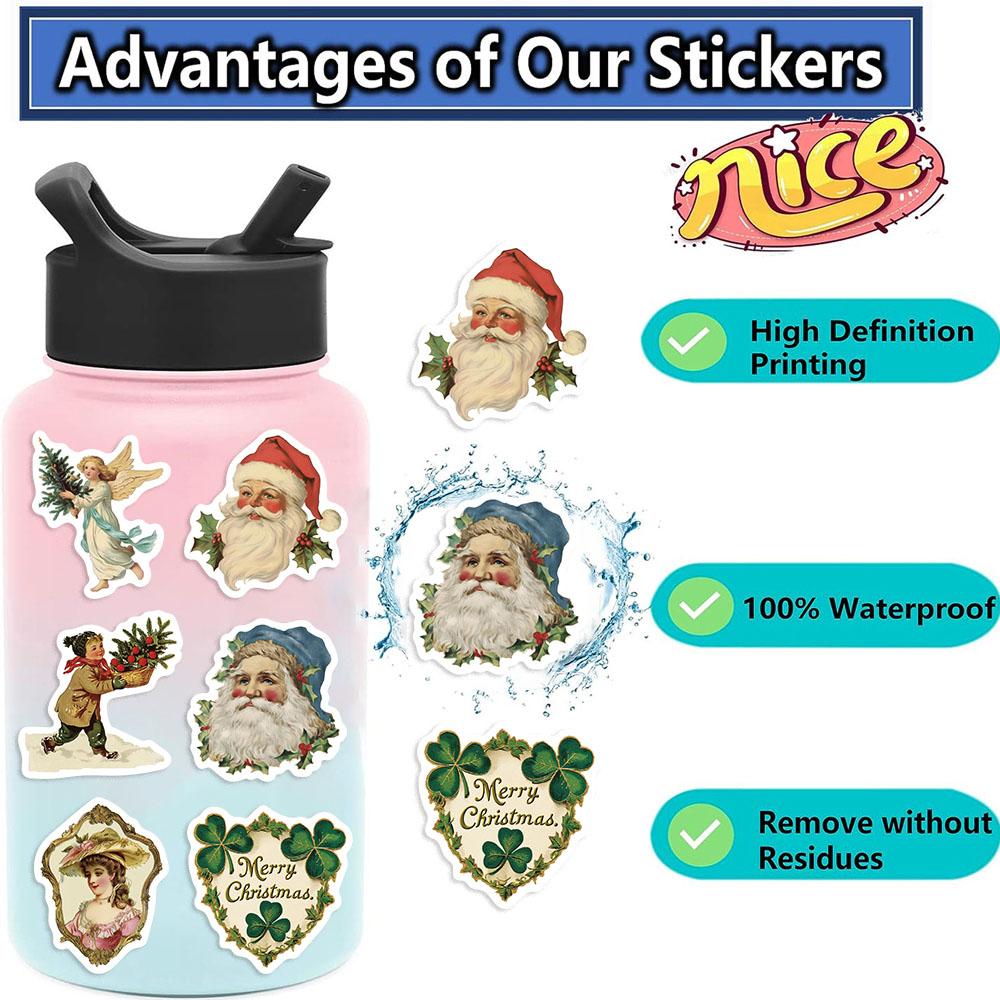 56pcs Romantic Christmas Stickers Cute Seal Sticker Cartoon DIY Scrapbooking Decoration Decals Funny Children Toys