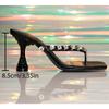 New Style Popular Women's Gemstone Sexy and Wine Glasses and Luxury Square-toed High-heeled Sandals for Women's Slippers
