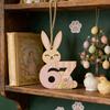 Yousheng 67 Bunny Easter Basket Tag Wooden Bunny Hanging Tag Funny Six Seven Rabbit Farmhouse Easter Sign for Spring Party Supplies