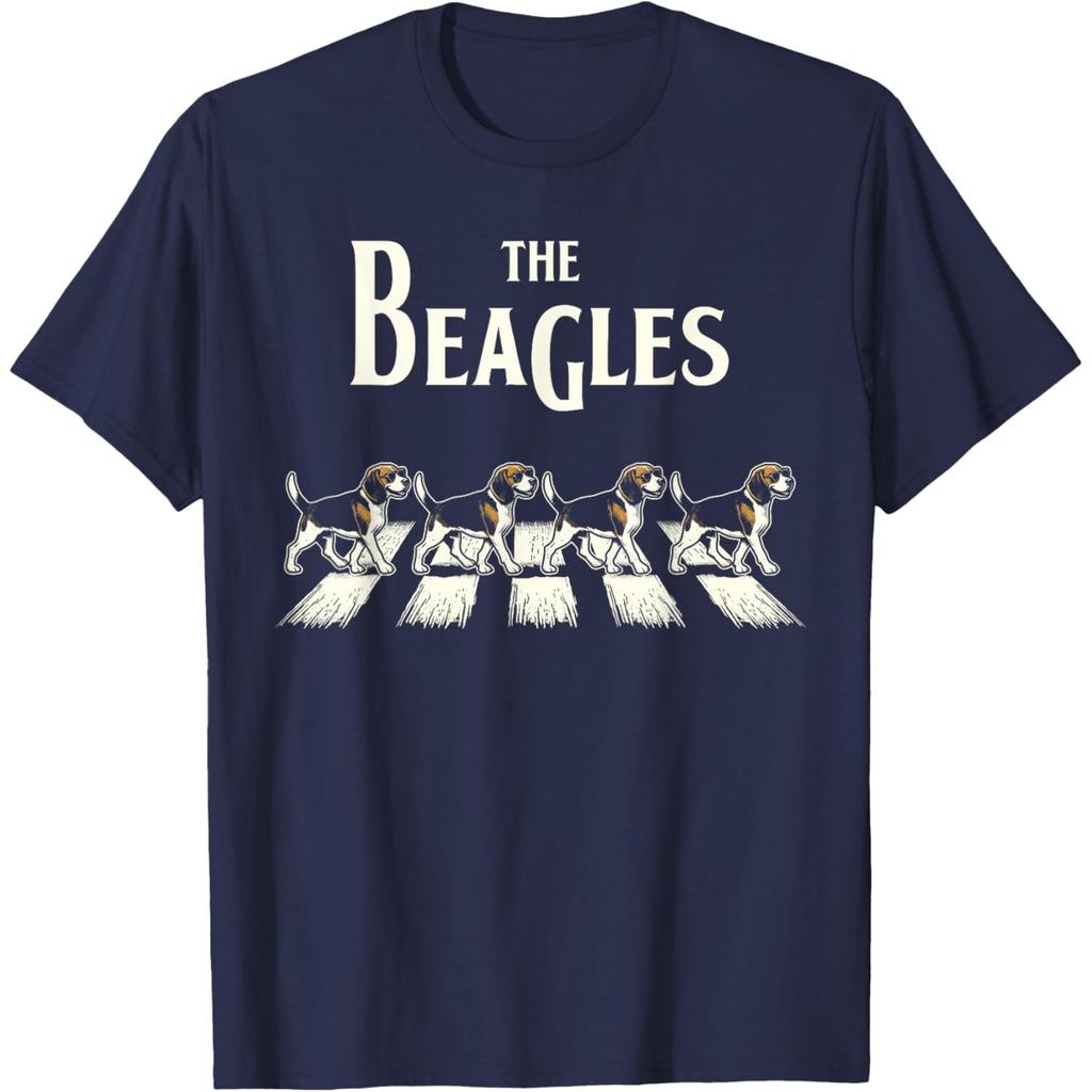 T-shirt Graphique Parodie Beagles Abbey Road Drôle Rétro Amoureux de Musique Coton pour Hommes