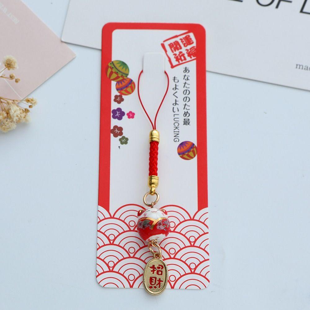 Cartoon Maneki Neko Pendant Car Keyring Phone Strap Ornaments Fashion Lucky Cat Keychain  Gifts