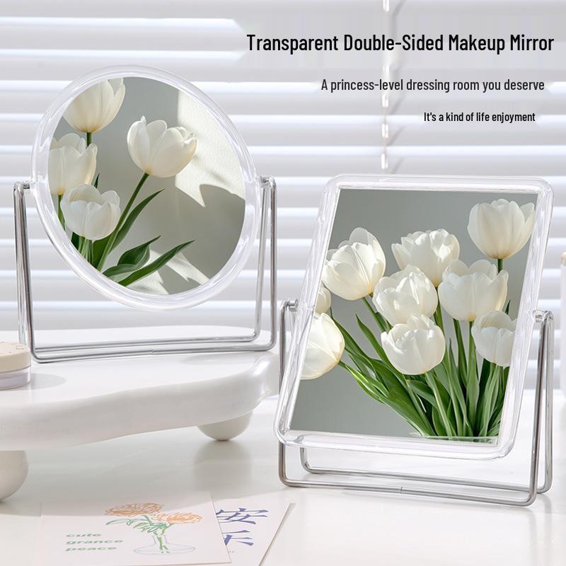 Acrylic Desktop Vanity Mirror for Bedroom or Dorm - Clear Tabletop Makeup Mirror