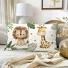Cute Animal-Printed Pillowcases: Lion, Zebra, Elephant & Giraffe Designs! Sofa cushion cover home room decoration