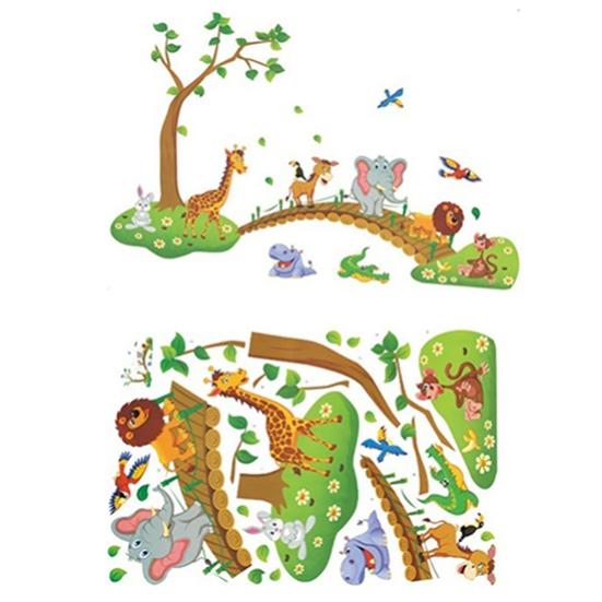

3D Декор детской комнаты Съемный мультфильм Джунгли и деревья Животные