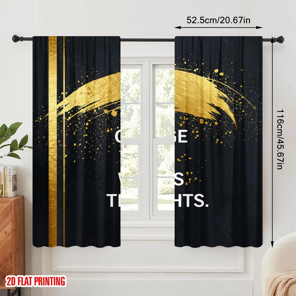 2pcs 2D flat printing Curtains Change Your Words Thoughts Polyester Without Electricity Holiday Decorations Use for Holiday