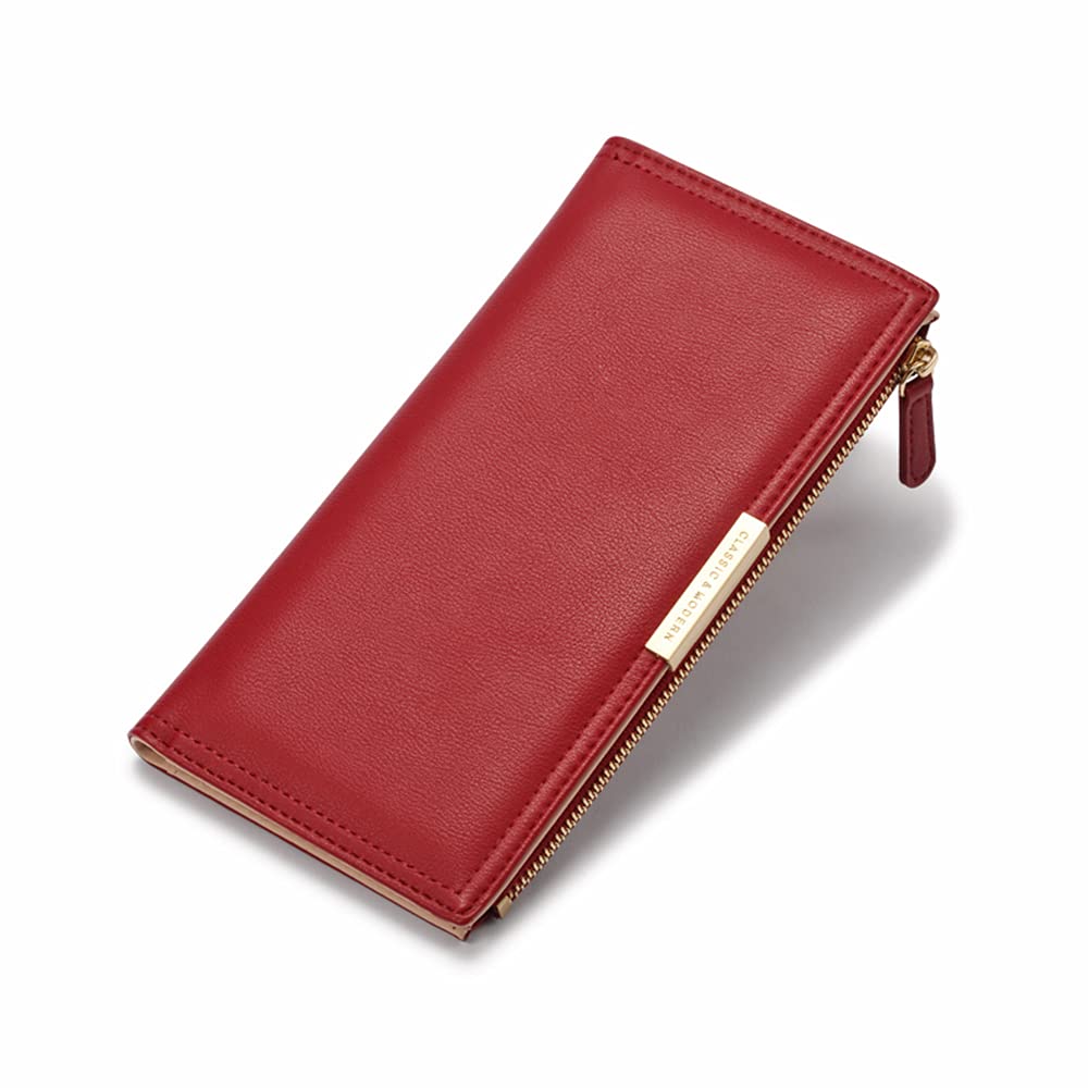 Mokose Women's Zipper and Magnetic Closure WalletClutch Bag with Long Bifold Coin Purse, Small, Red, Small, Modern Style