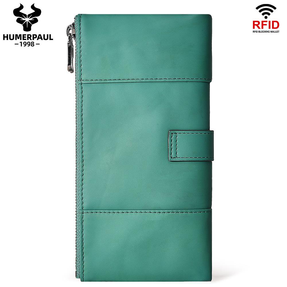 Humerpaul Women Leather Wallet Hand-held Wallet Large-capacity Multi-function First-layer Cowhide Wallet Folding Coin Purse