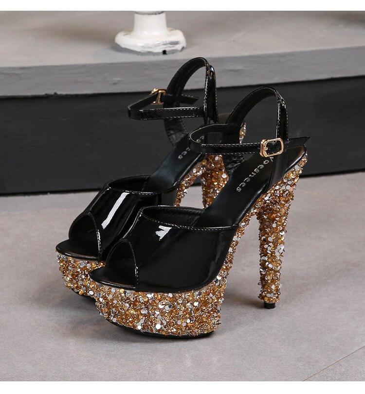 

Чорні водонепроникні жіночі сандалі на платформі 13CN15 см. Hate Sky High 43 шампанського