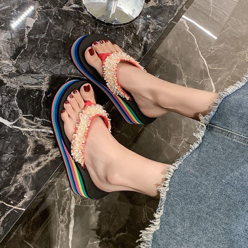 2025 summer and autumn new Chinese women's slippers heel beach non-slip cool slippers one-word slippers women