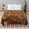 Mushroom Flannel Throw Blanket King Queen Size Brown Mushroom Pattern for Bed Sofa Couch Decor Smooth Lightweight Super Soft