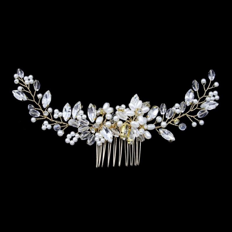 Luxuriöser Braut-Braut-Haarkamm, Hochzeit, Perlen-Clip, Tiara-Stirnband