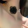 LatestFrench Romantic Black And White Choker Flower Pearl Necklace Female Summer Clavicle Chain