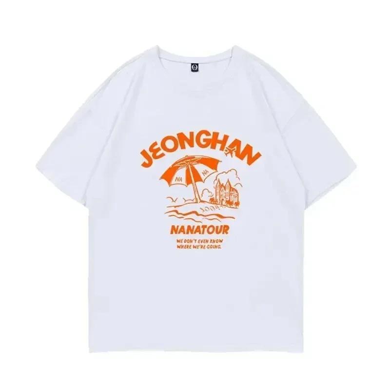 Sommer Einfach Weiß Buchstabe Mode Harajuku Druck Kurzarm Kpop Nana Damen T-Shirt SCoups Jeonghan The8 Y2k Damen Oberteil
