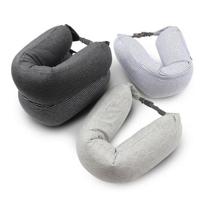 Neck Support Travel Pillow with Hidden Zipper Super Soft Breathable Adjustable Stuffable U-shaped Travel Neck Pillow