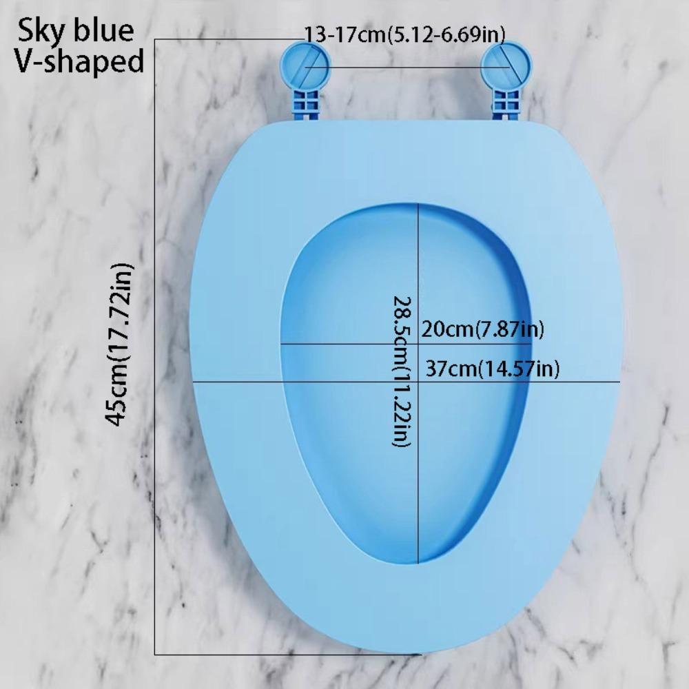 

Removable Waterproof Toilet Seat Cover Soft Bathroom Warmer Seat Closestool Mat Household Blue V-shaped