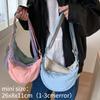 Small Dumpling Bag for Women Solid Color Nyl Hobos Messenger Bags Simple Design Female Hook Clutch Purse Shoulder Bag Handbag