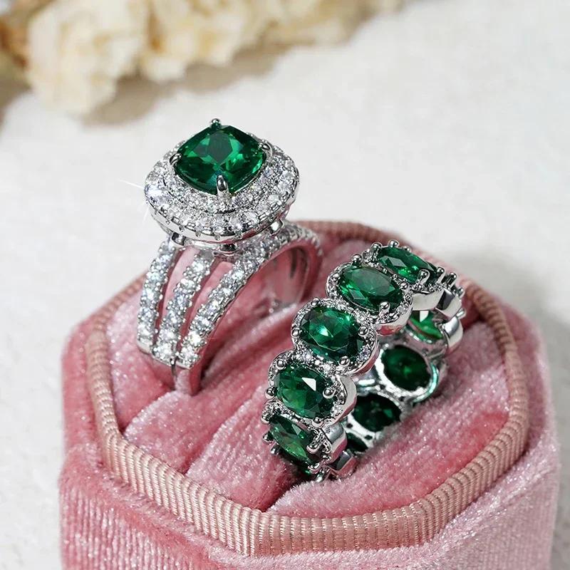 Gorgeous S Set of Rings for Women Brilliant Zirconia Finger Jewelry for Engagement Party High-quality Accessories
