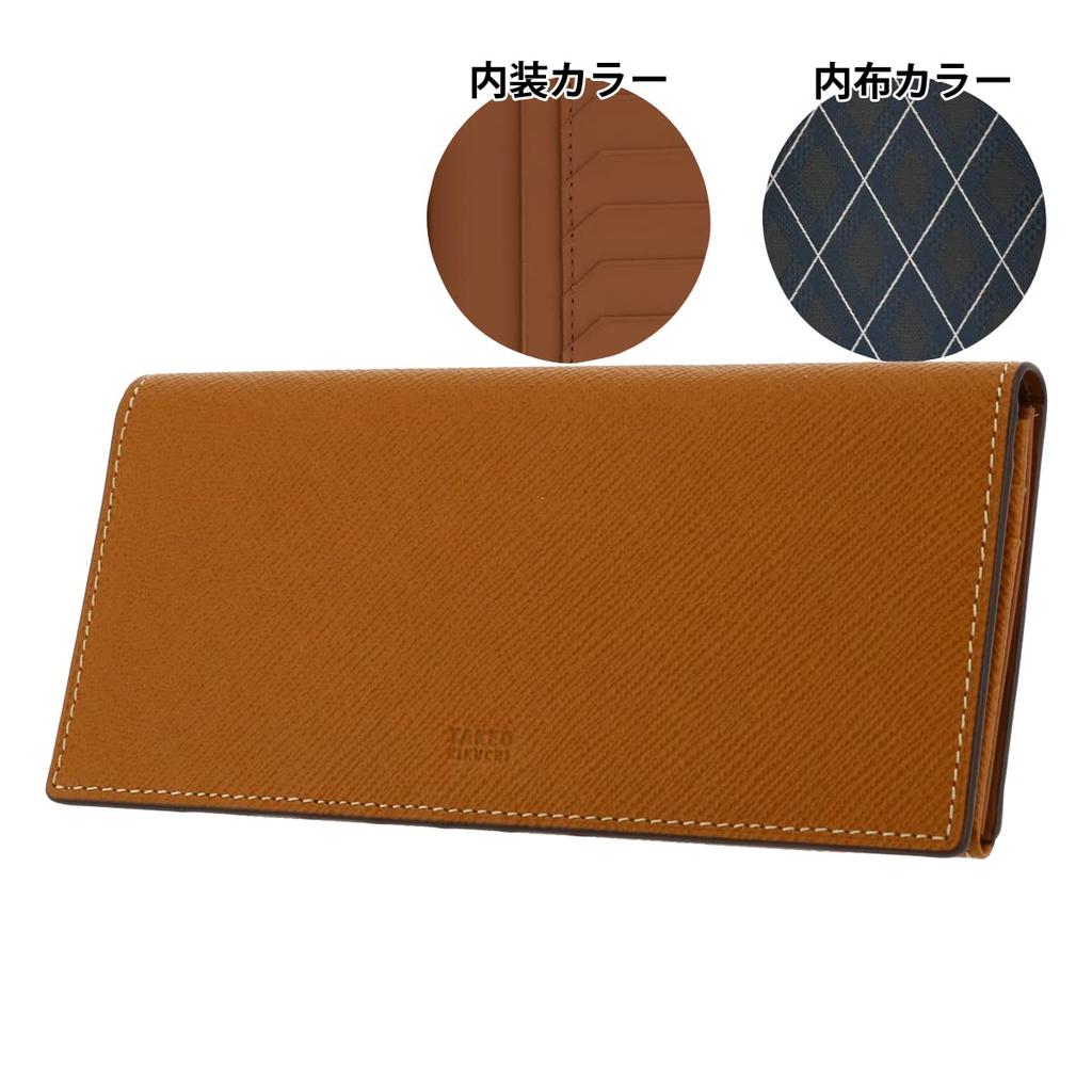 Takeo Kikuchi Panama Leather Long Cowhide Camel Men's Wallet, 729626, Leather, [04]